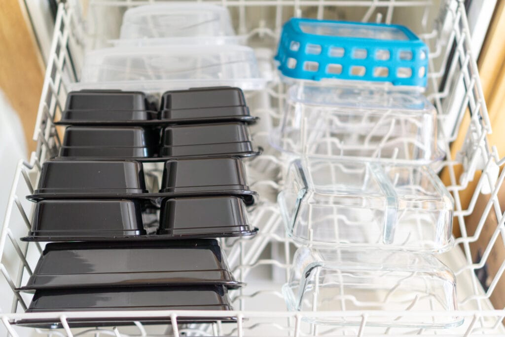 meal prep containers in dishwasher